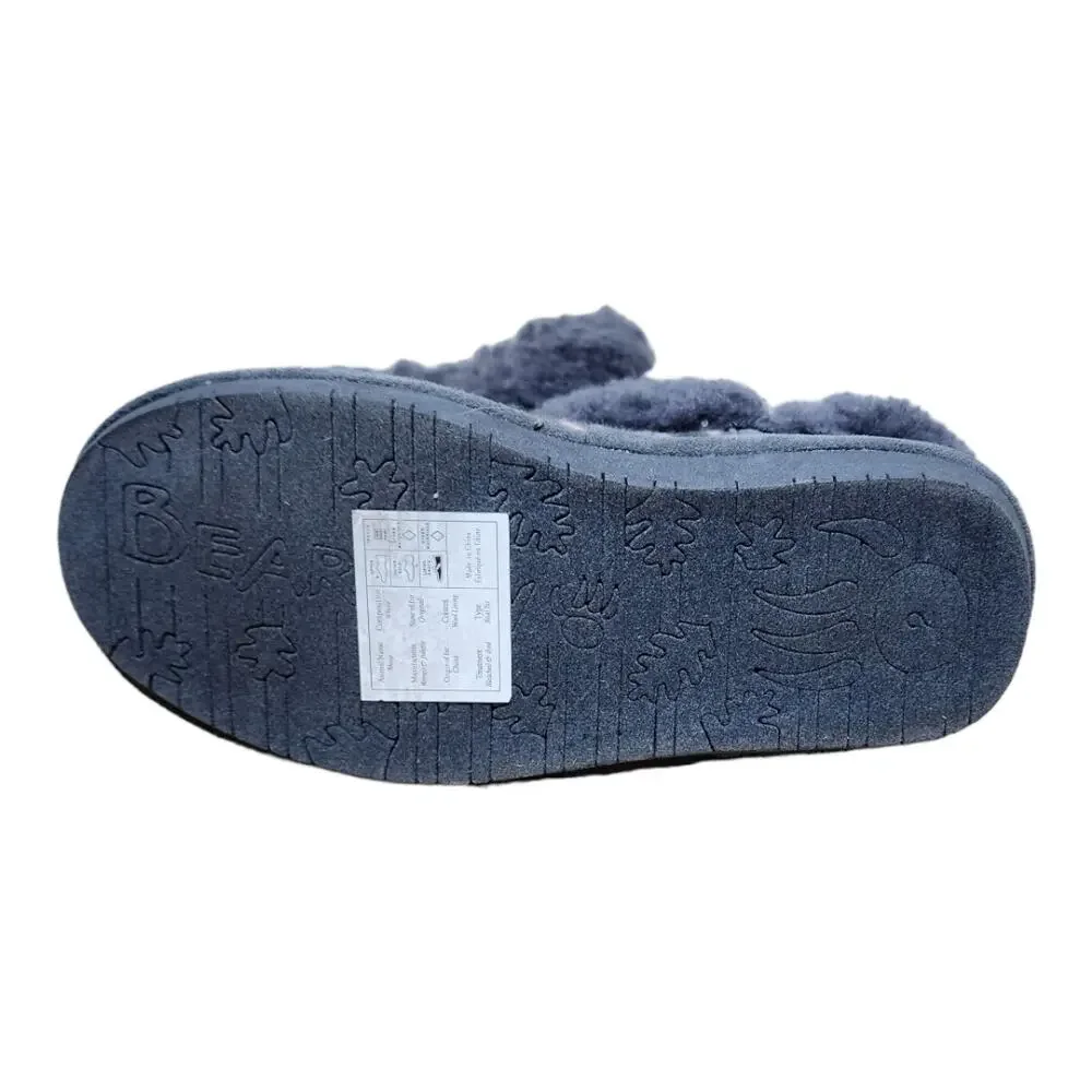 Bearpaw Alice Knit Suede Charcoal Slippers Kid’s Size 2Y